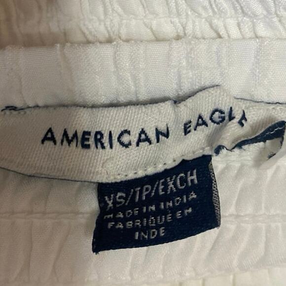 American Eagle White Sleeveless Smocked Floral Ruffle Fit & Flare Midi Dress XS - Picture 3 of 4